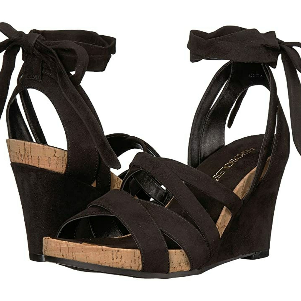 AEROSOLE Lilac Plush Black Sandals SZ 8.5